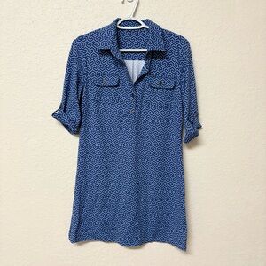 J. McLaughlin Lawrence Dress Blue Honeycomb Roll Tab Catalina Cloth Size S